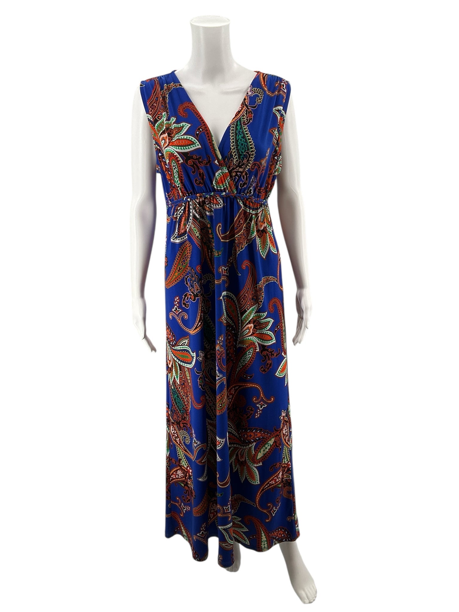 Philosophy Blue/Orange Floral Pre-Owned Ladies Dress - Size Large Petite