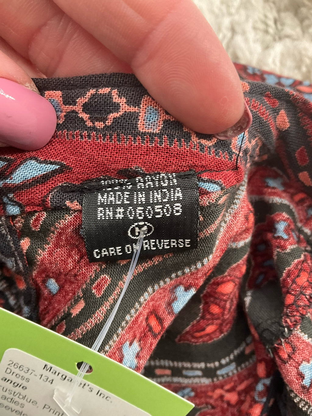 Angie Rust/Blue Print Pre-Owned Ladies Dress - Size Medium