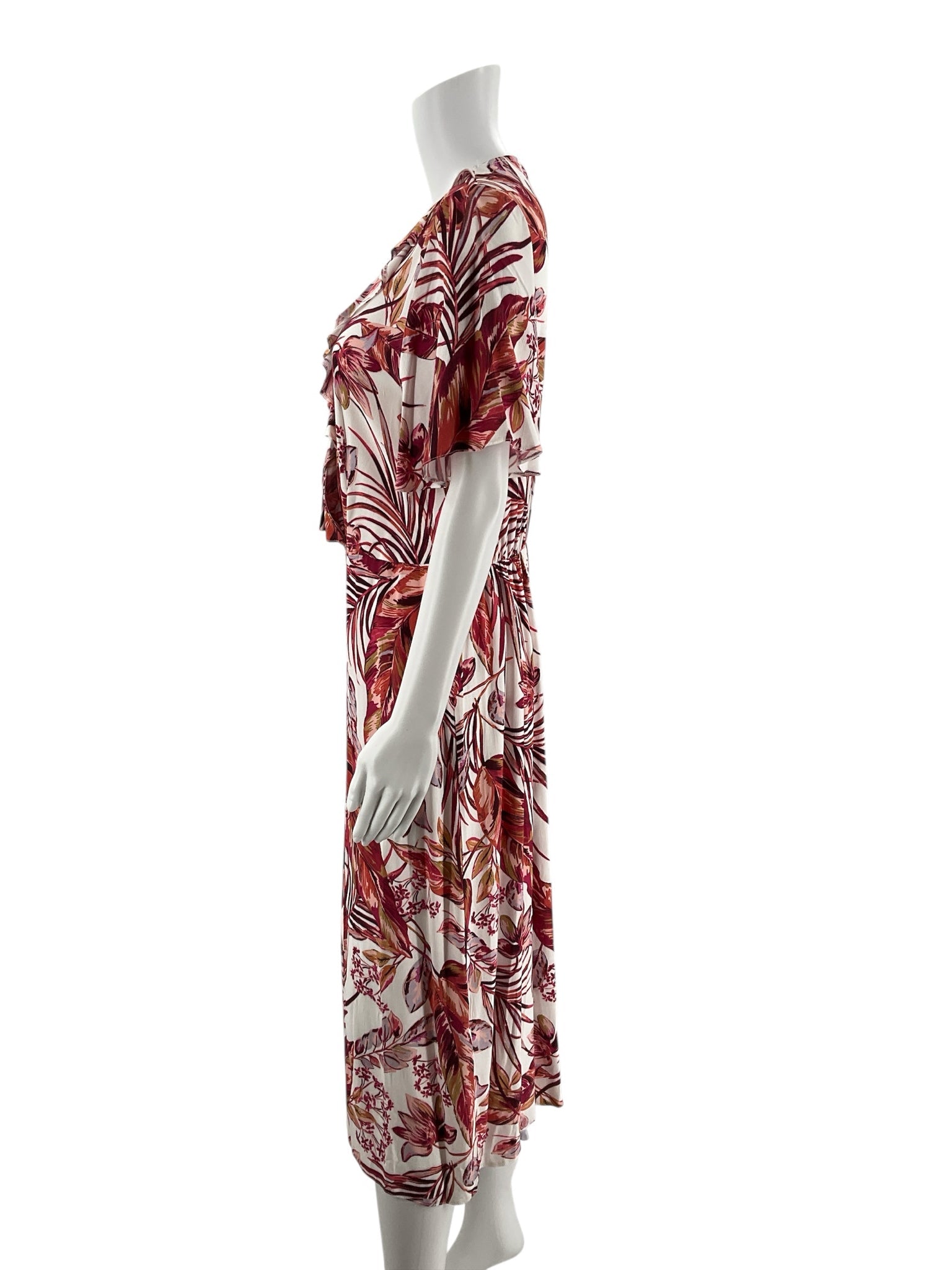 Wallis Burgandy/Multi Floral Pre-Owned Ladies New with Tags Dress - Size 8