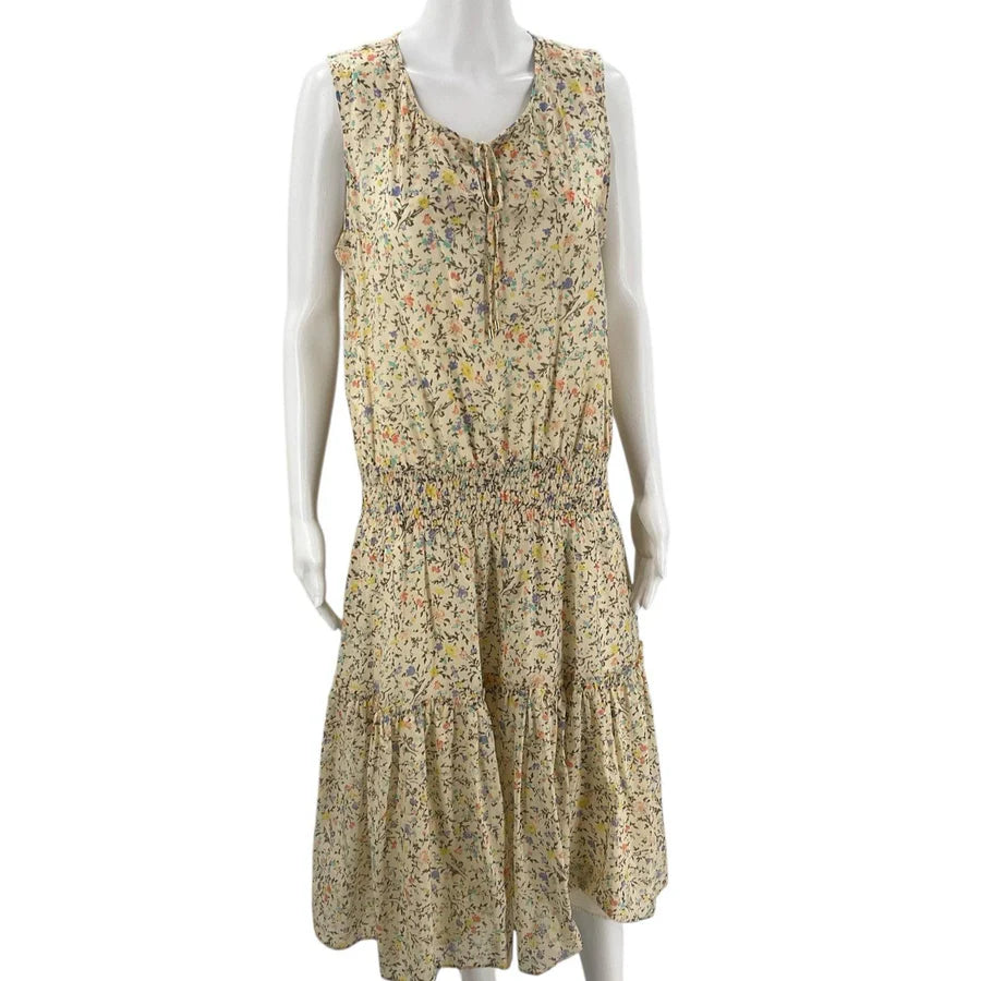 Lauren Cream Floral Pre-Owned Ladies Dress - Size 10