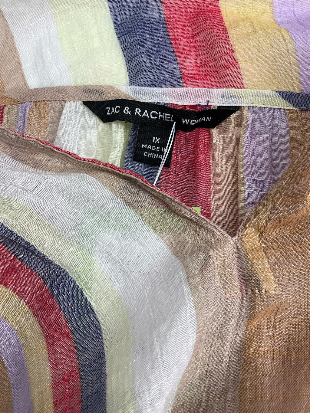 Zac & Rachel Multi Stripe Pre-Owned Ladies Casual Top -  Size 1X