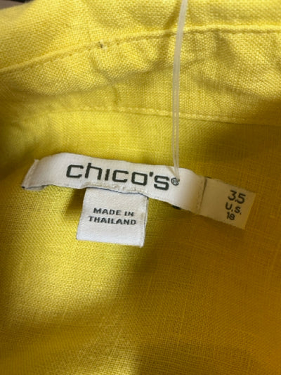 Chico's Yellow Linen Pre-Owned Ladies Top - Size XL