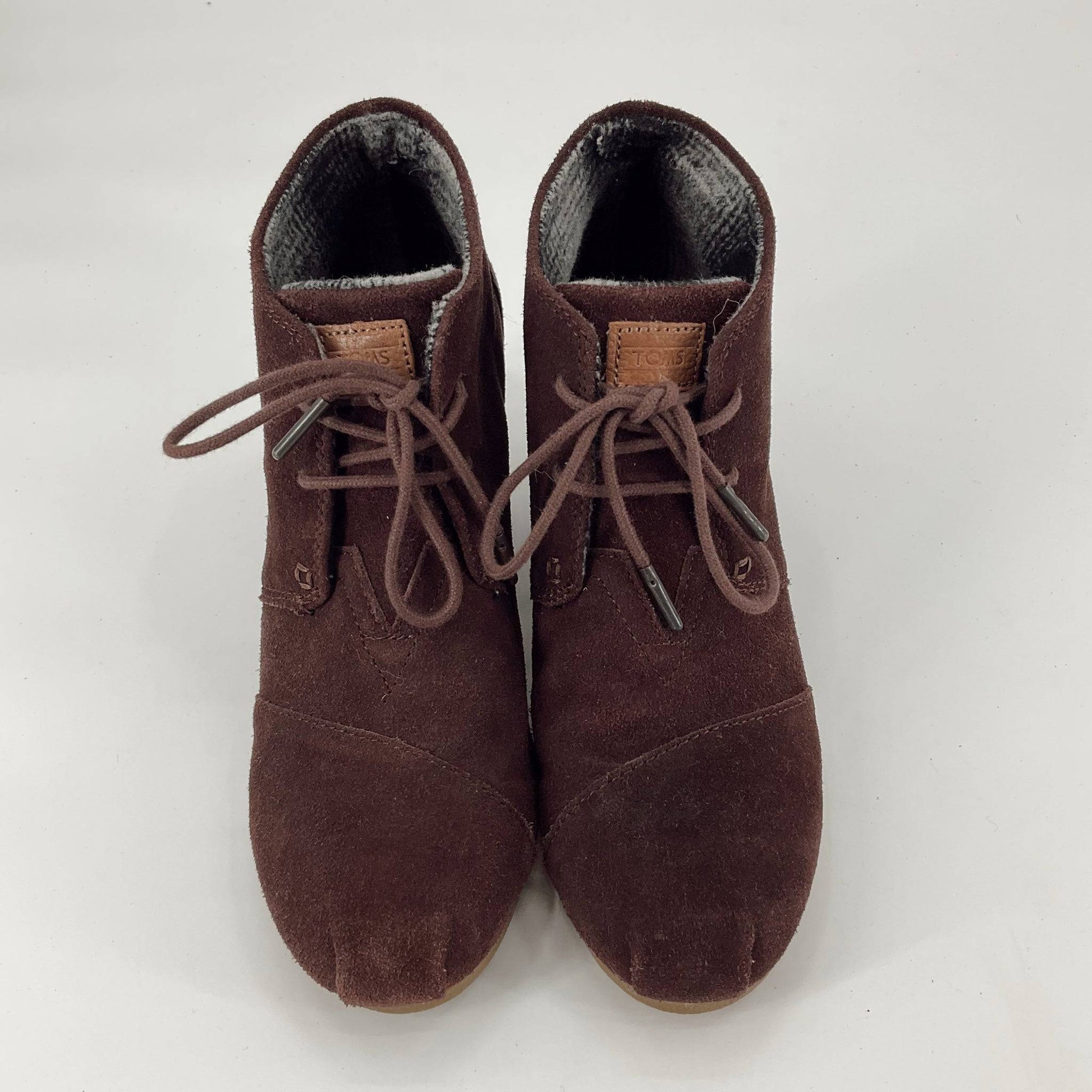 Toms Brown Suede Pre-Owned Ladies Wedge Booties - Size 9 - Margaret’s Fine Consignment