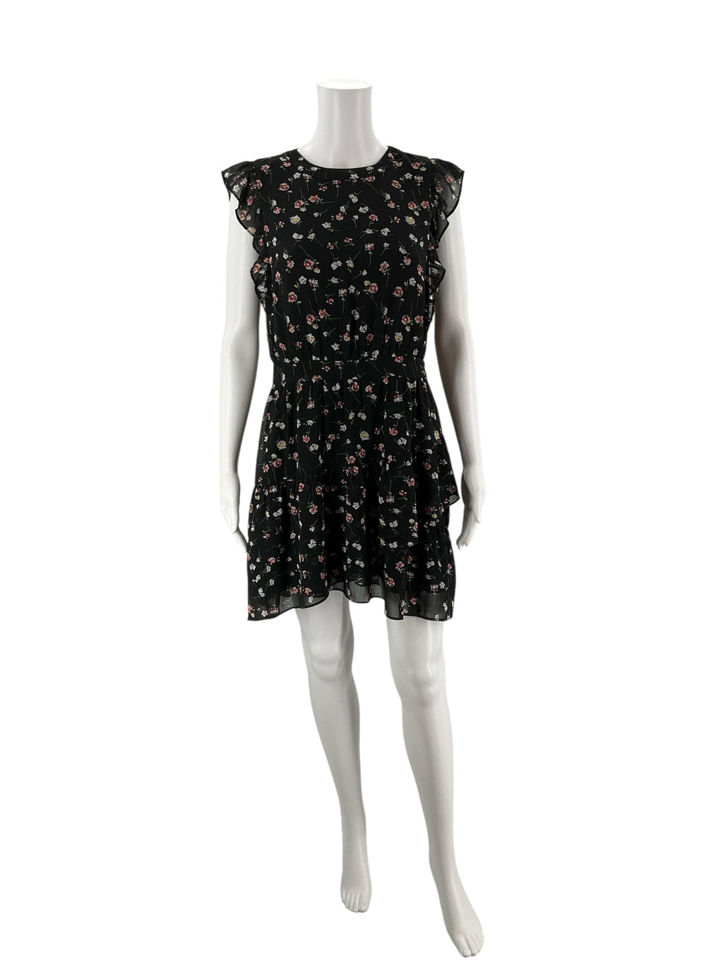 Sugar Lips Black Floral Pre-Owned Ladies Dress - Size Small
