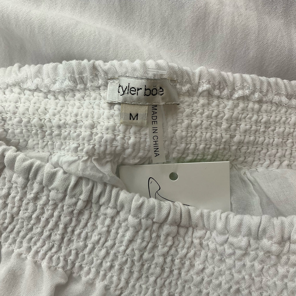 Tyler Boe White/Blue Embroidered Pre-Owned Ladies Dress - Size Medium - Margaret’s Fine Consignment