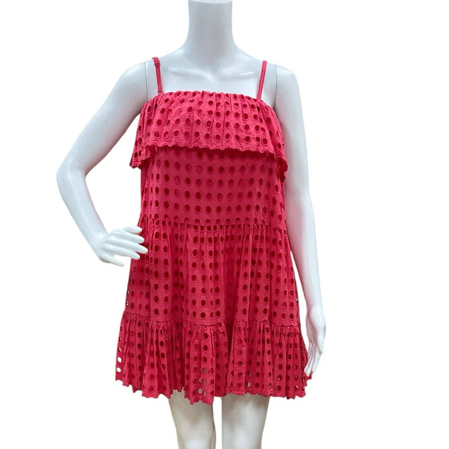 Solid & Striped Coral Crochet Ladies Pre-Owned Dress - Size Small