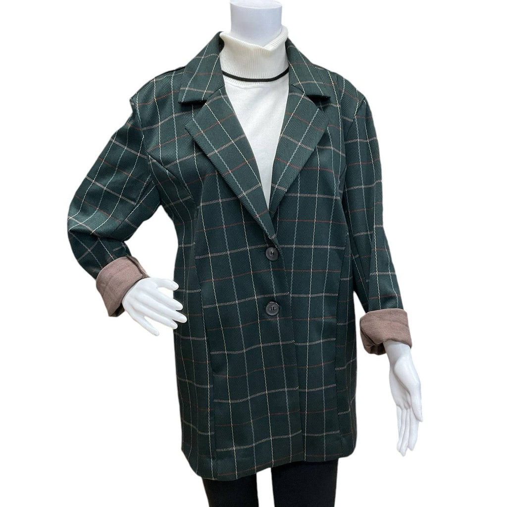 Avec Les Filles Green/Red Plaid Pre-Owned Ladies Jacket - Size Medium - Margaret’s Fine Consignment