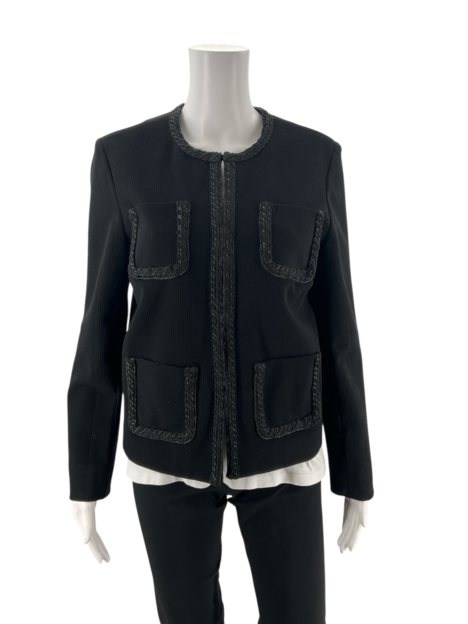 J mclaughlin Black Solid Pre-Owned Ladies Jacket - Size Medium