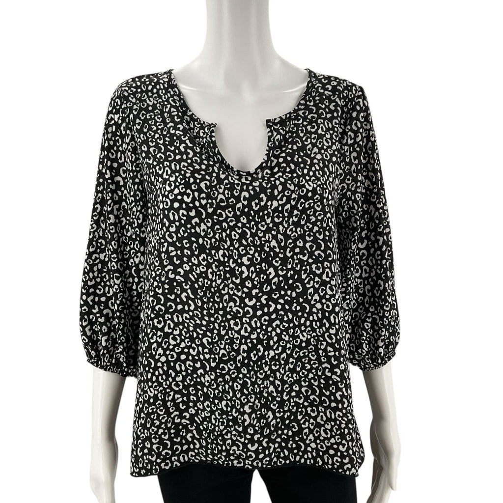 Cozy Rozy Black/White Animal Pre-Owned Ladies Top - Size Large