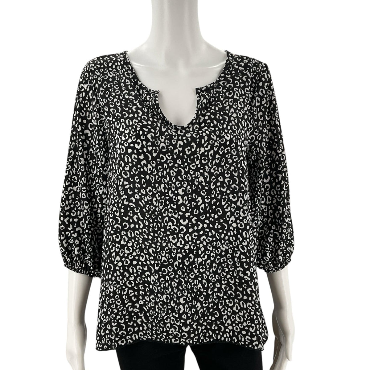Cozy Rozy Black/White Animal Pre-Owned Ladies Top - Size Large