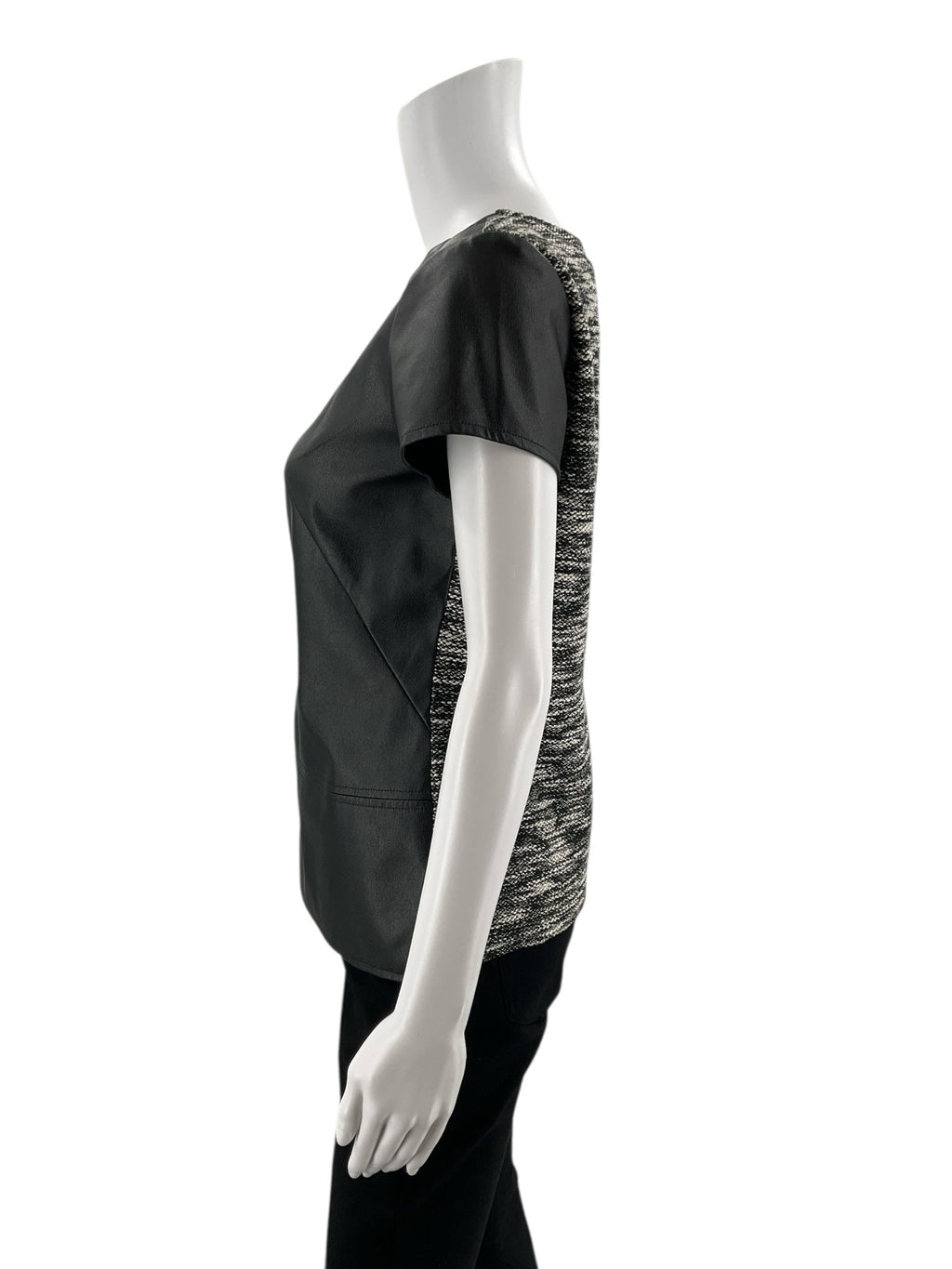 White House - black/white heathered Pleather Ladies Casual Top - Size XS