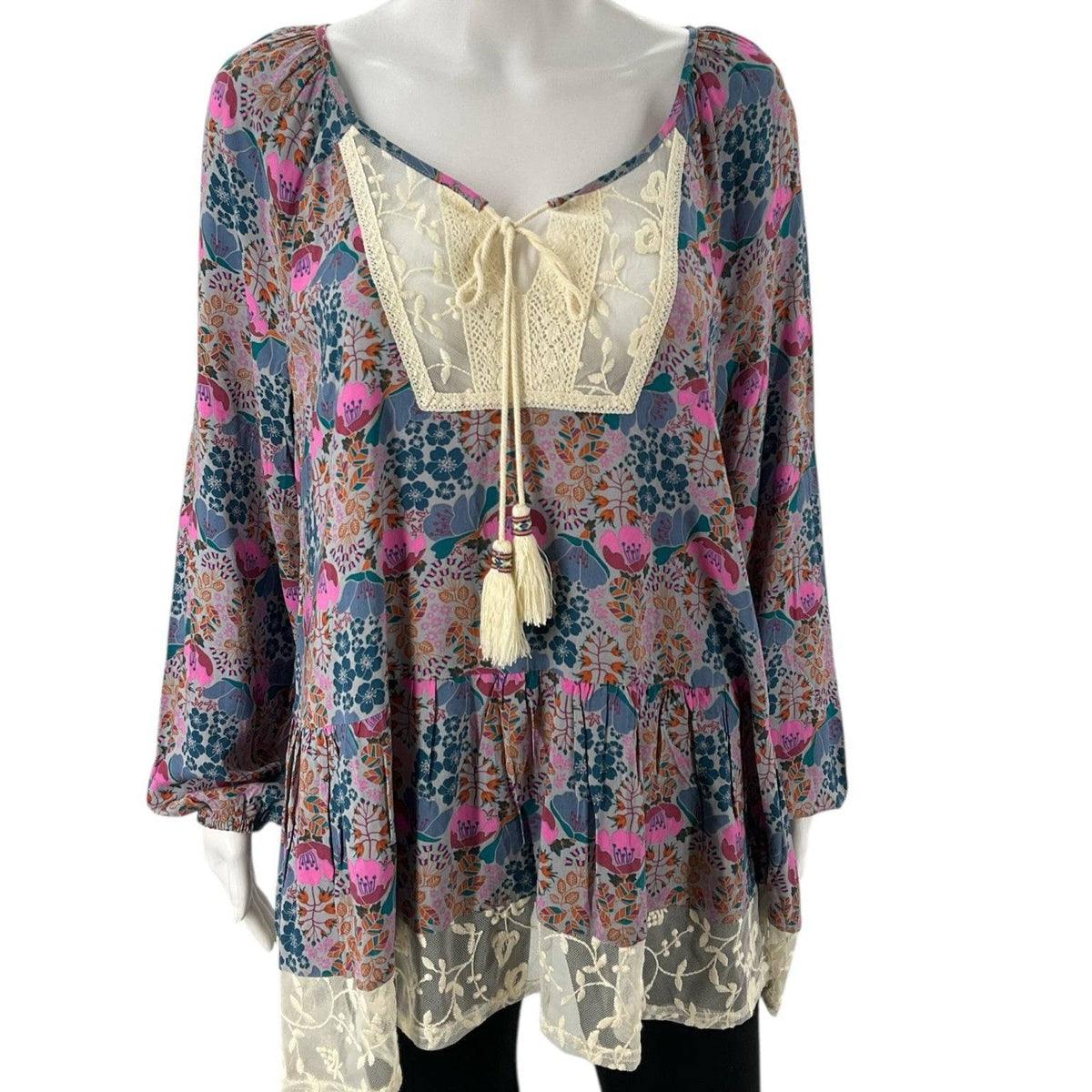 Matilda Jane Blue/Multi Floral Pre-Owned Ladies New with Tags Top - Size Medium - Margaret’s Fine Consignment