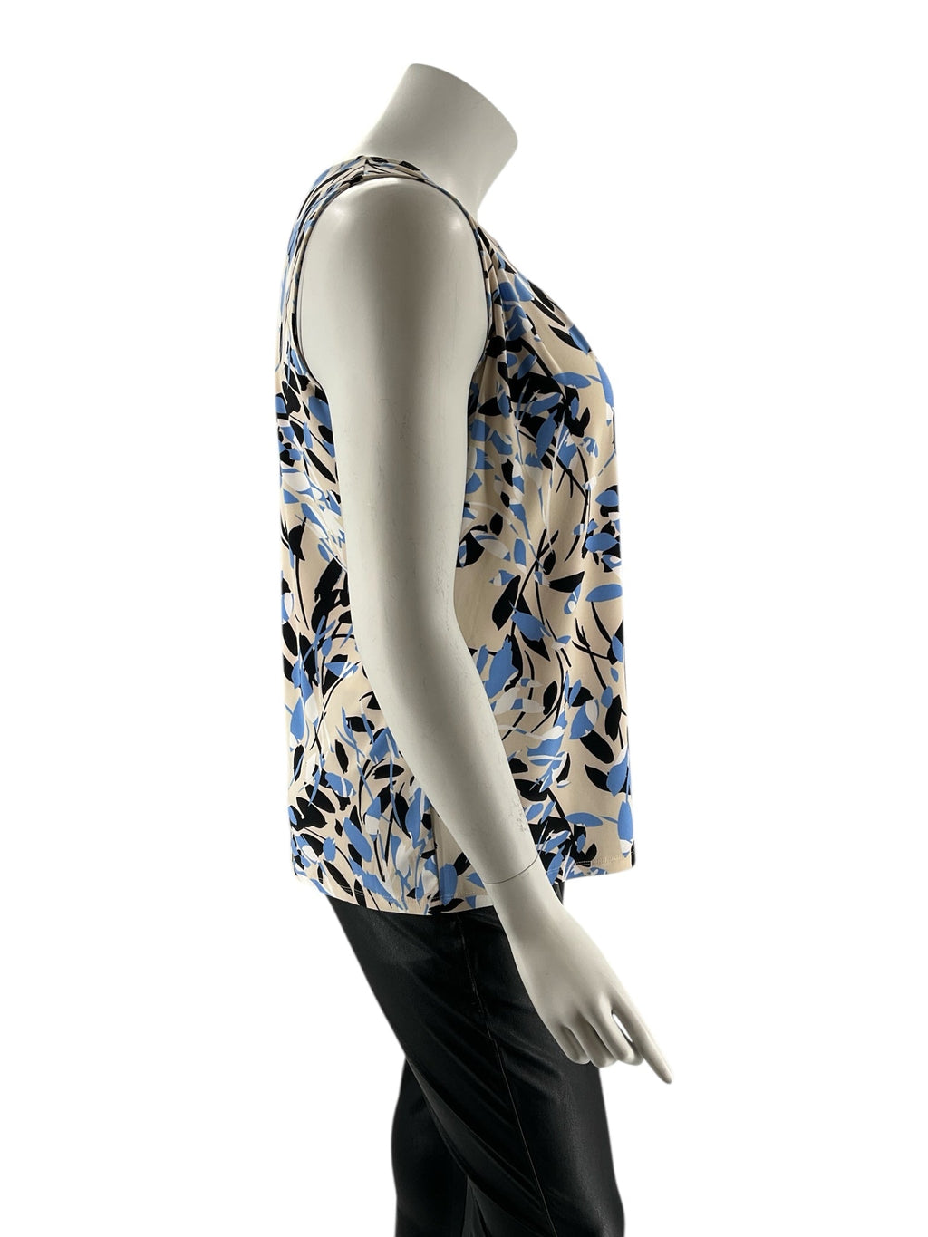 Kasper Beige/Blue/Black/White Floral Pre-Owned Ladies Sleeveless Top - Size 1X