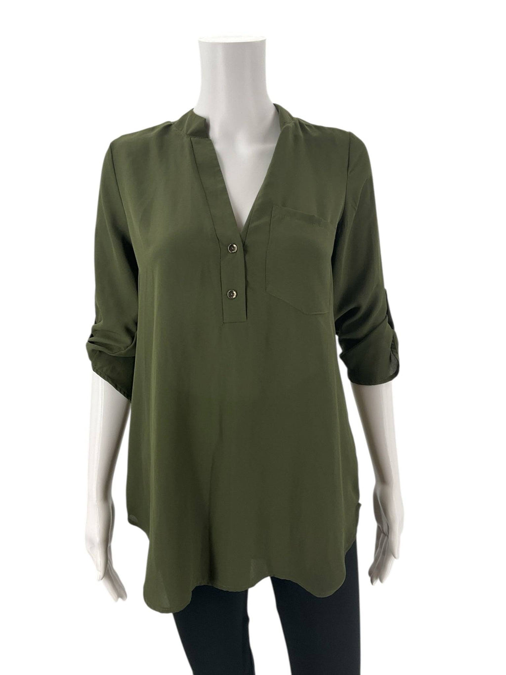 Jella C Olive Solid Top - Size Small - Margaret’s Fine Consignment