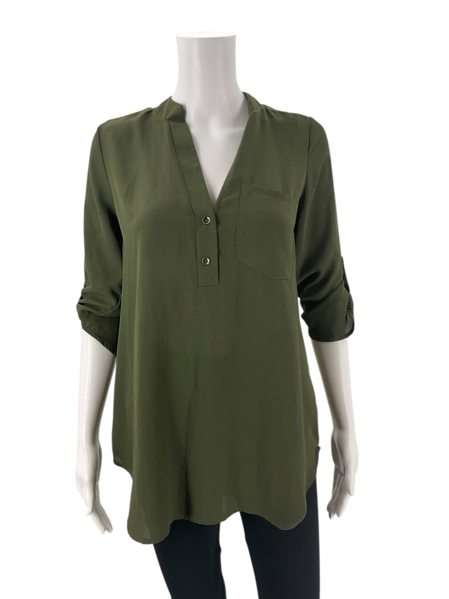 Jella C Olive Solid Top - Size Small - Margaret’s Fine Consignment
