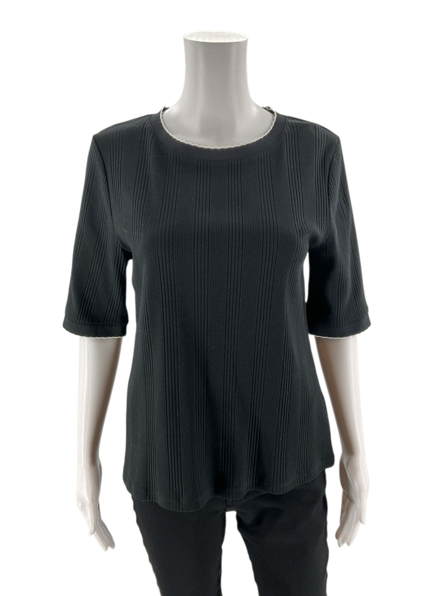 Talbots - Black Ribbed Pre-Owned Ladies Casual Top - Size Large