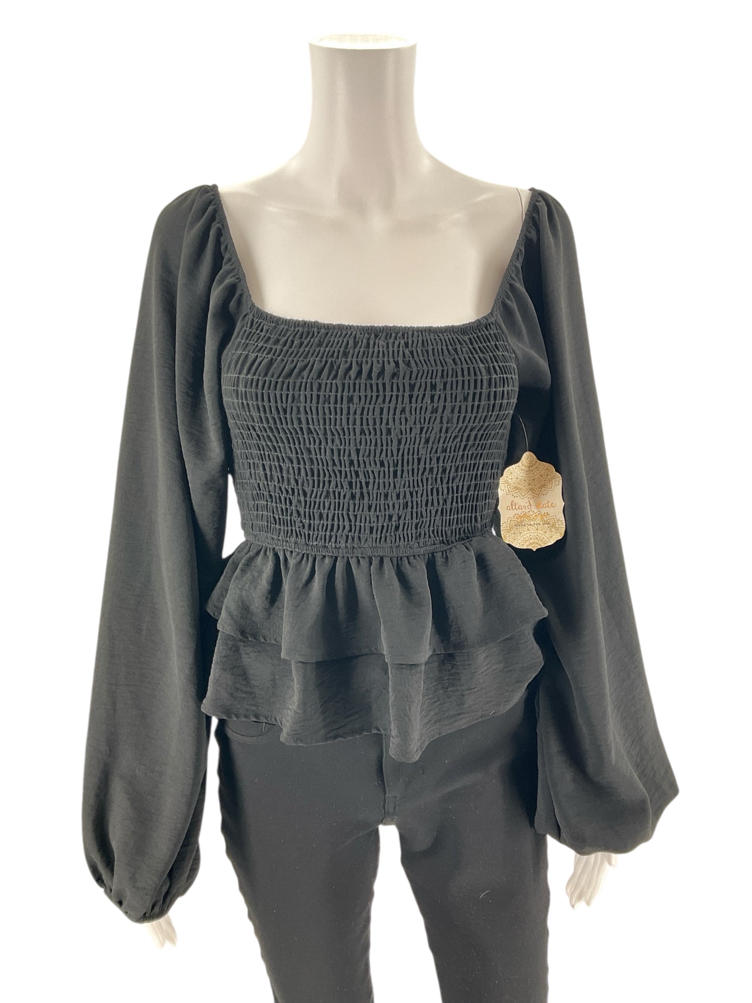 ALTAR'D STATE - Black Solid Pre-Owned Ladies Casual Top - Size M