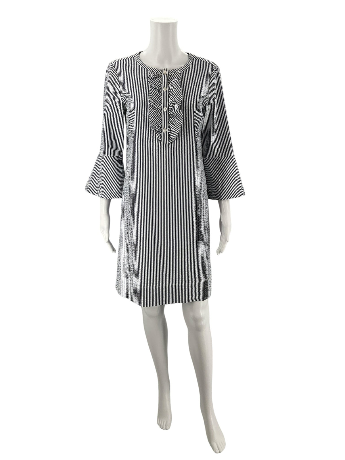 Draper James White/Blue Stripe Pre-Owned Ladies Dress - Size 6