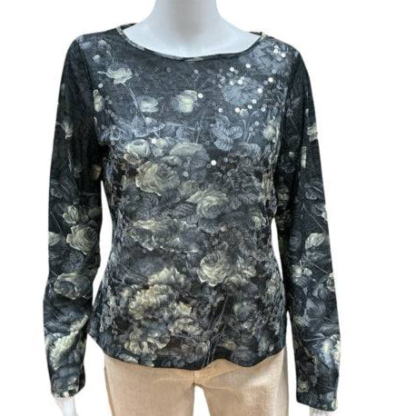 Jones New York Gray/Black Pre-Owned Ladies Top - Size Medium - Margaret’s Fine Consignment