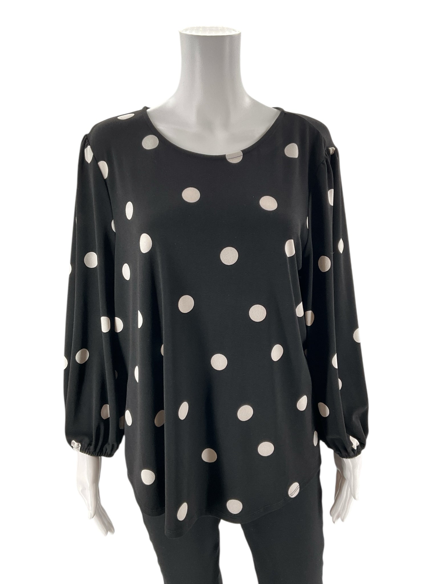 Adrianna Papell black and white polka dot casual top, pre-owned, size XL, featuring a stylish and versatile design.