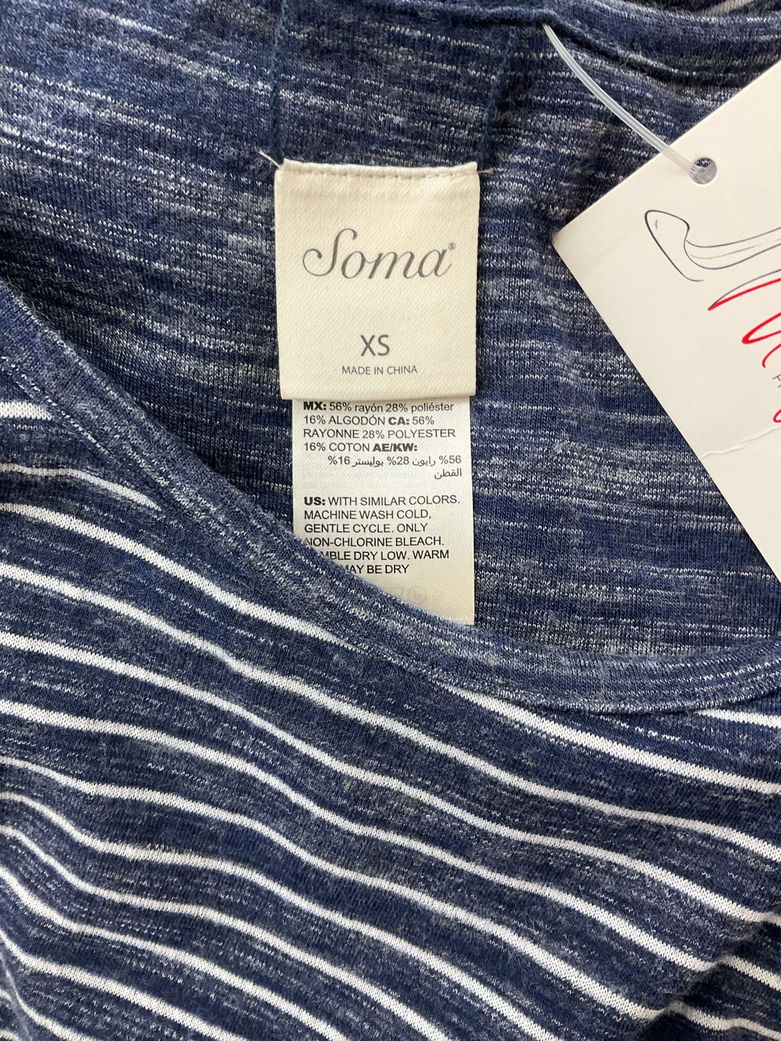 Soma Navy/White Stripe Pre-Owned Ladies Dress - Size XS