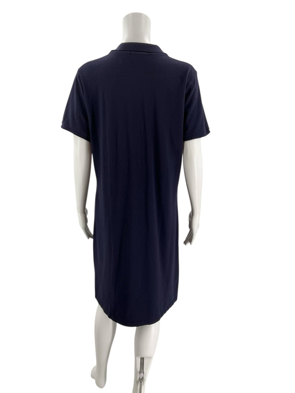Back view of Ralph Lauren Sport Navy Pre-Owned Dress - Size XL on mannequin, highlighting its simple, straight-cut design.