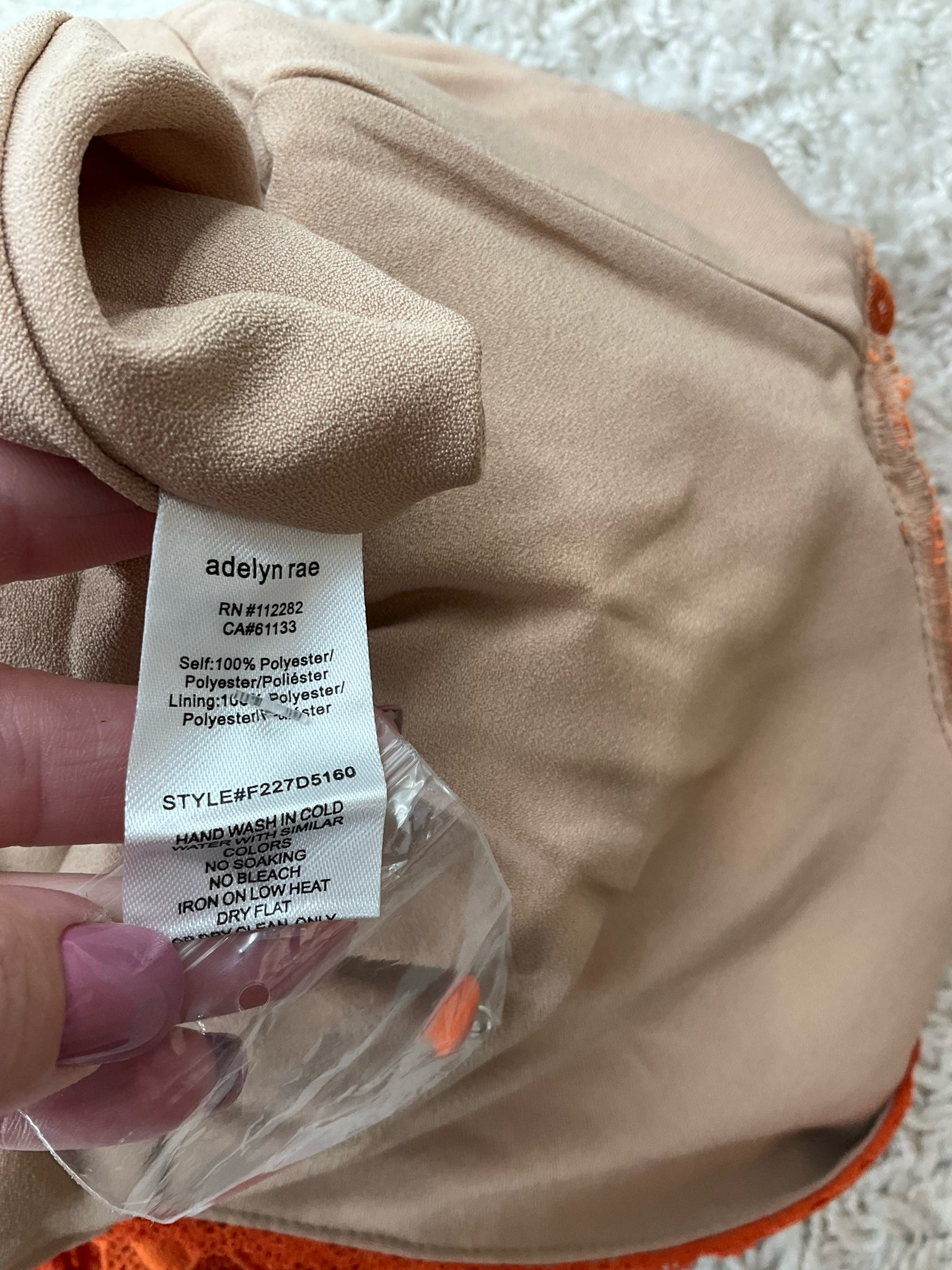 Adelyn Rae Orange/Tan Pre-Owned Ladies Dress - Size Small