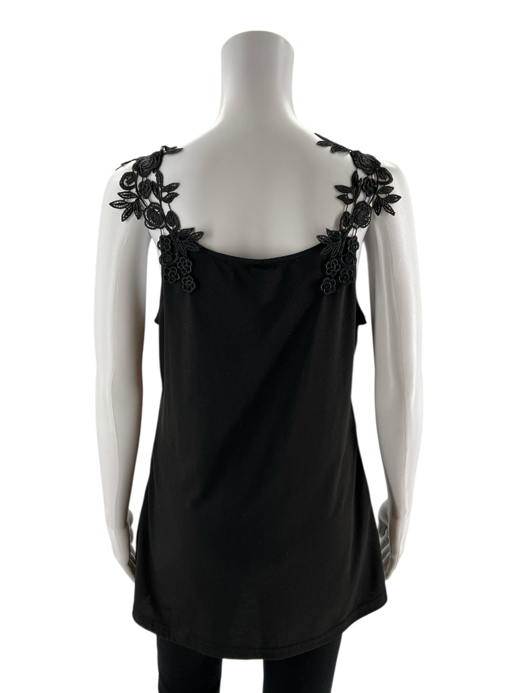 No Brand - Black Solid Pre-Owned Ladies Casual Top - Size Large