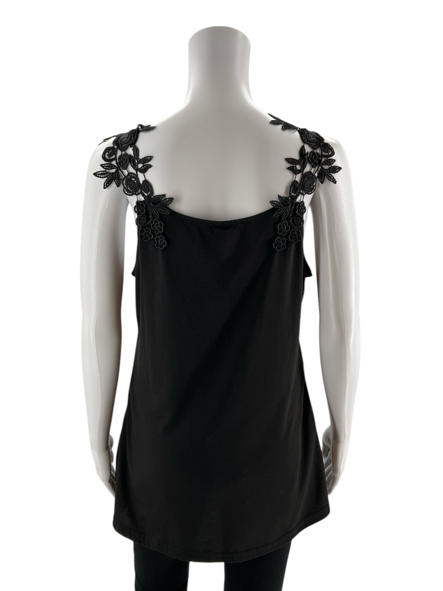 No Brand - Black Solid Pre-Owned Ladies Casual Top - Size Large