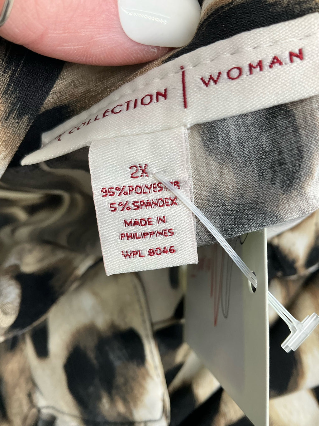 JM Collection Cream/Black/Brown Cheetah Pre-Owned Ladies Top - Size 2X