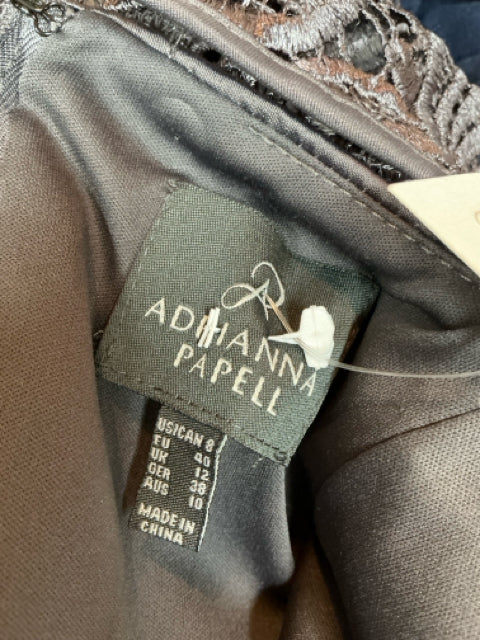 Adrianna Papell Gray Lace Pre-Owned Ladies Dress – Size 8