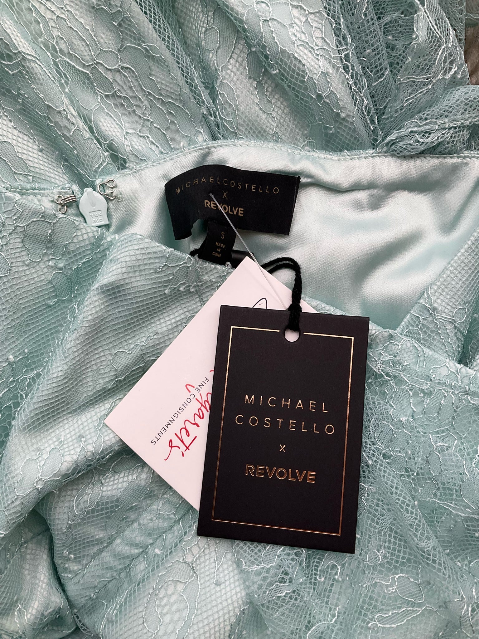 Michael Costello Aqua Lace Pre-Owned Ladies New With Tags Dress - Size Small