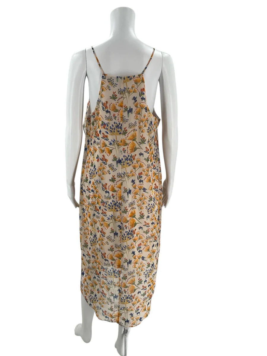 Gianni Bini Yellow/Blue Floral Pre-Owned Ladies Dress - Size Large
