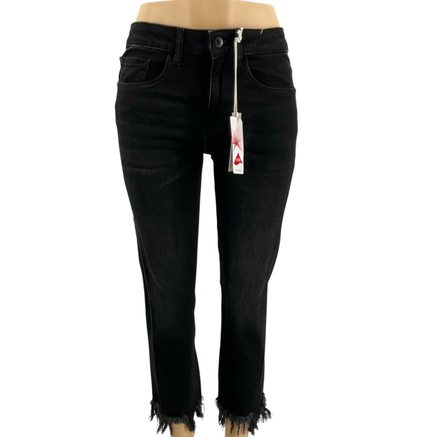 Madison Black Fringe Hem Crop Jeans – Size 4, NWT