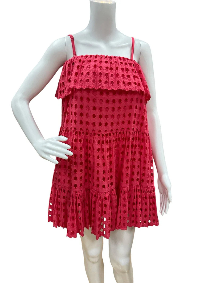 Solid & Striped Coral Crochet Ladies Pre-Owned Dress - Size Small