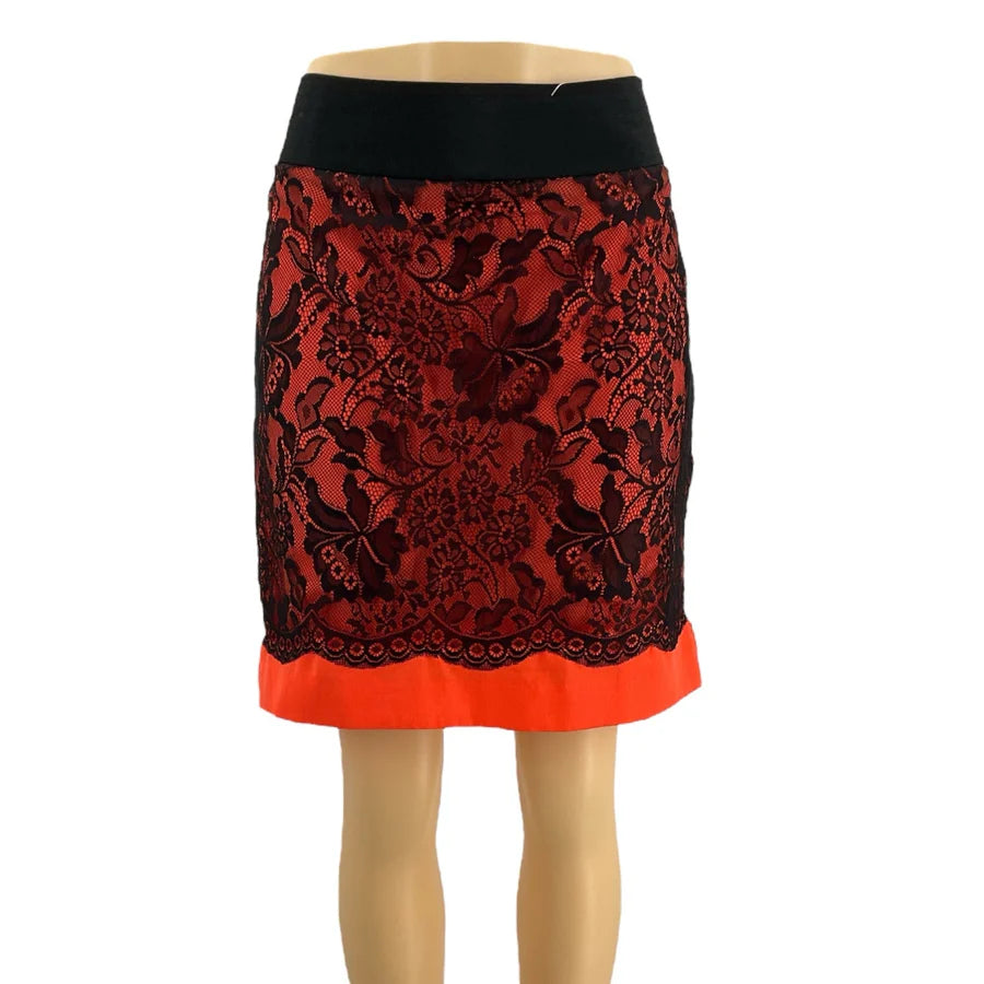 The Limited Orange/Black Lace Pre-Owned Ladies Skirt - Size 10