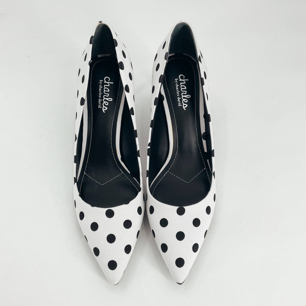 Charles David Black/White Polka Dot Pre-Owned Ladies Heel - Size 9.5 - Margaret’s Fine Consignment
