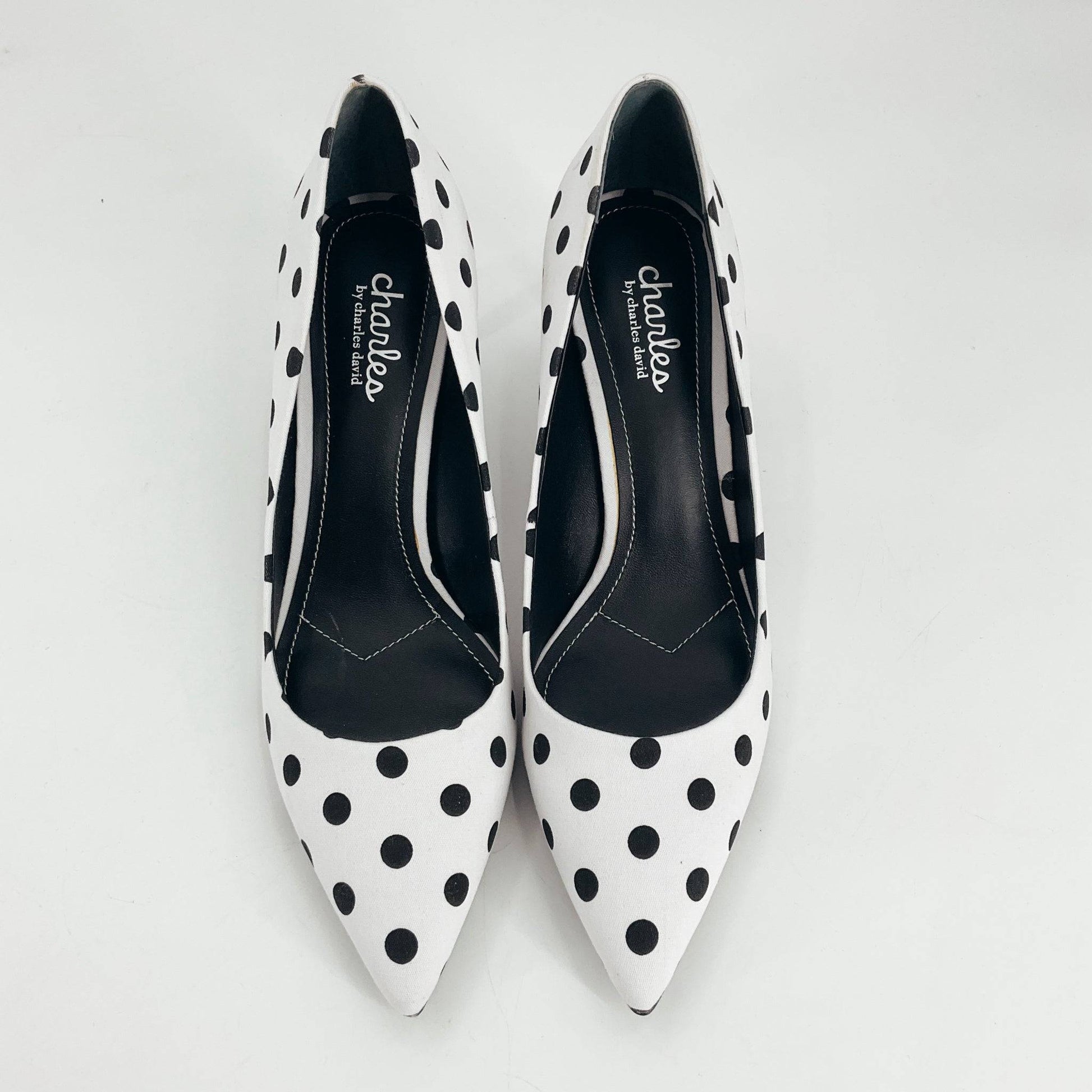 Charles David Black/White Polka Dot Pre-Owned Ladies Heel - Size 9.5 - Margaret’s Fine Consignment