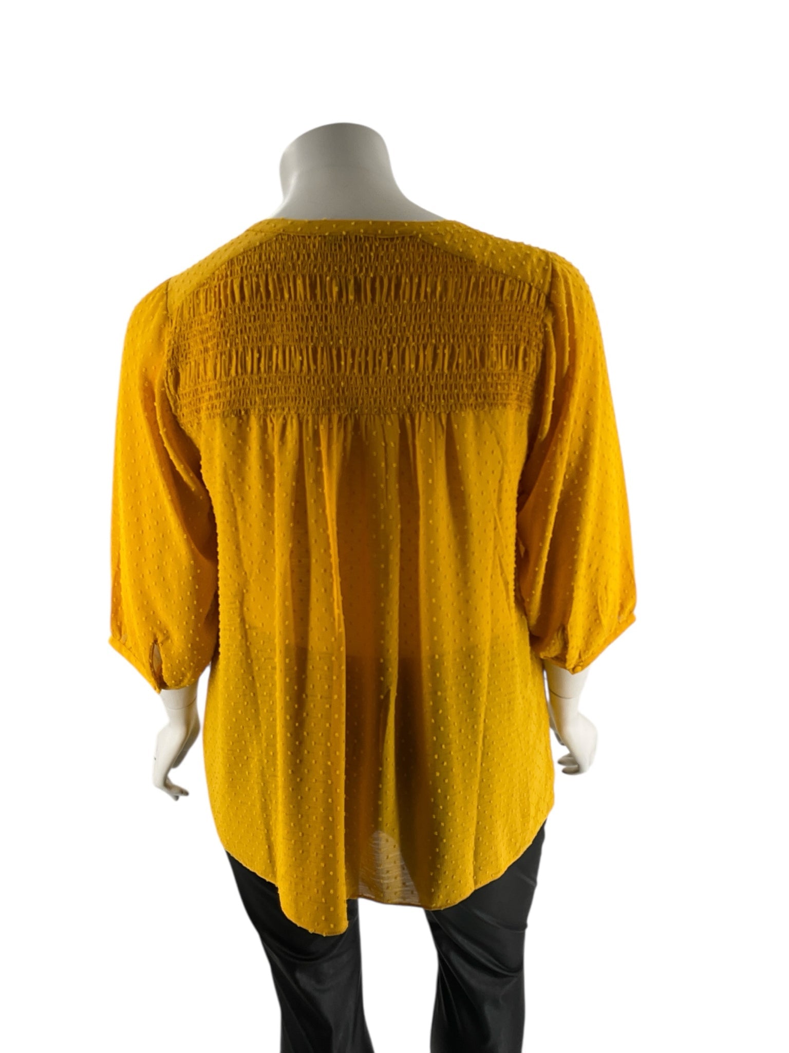 Rose & Olive Mustard Dots Pre-Owned Ladies New With Tags Top -  Size 1X