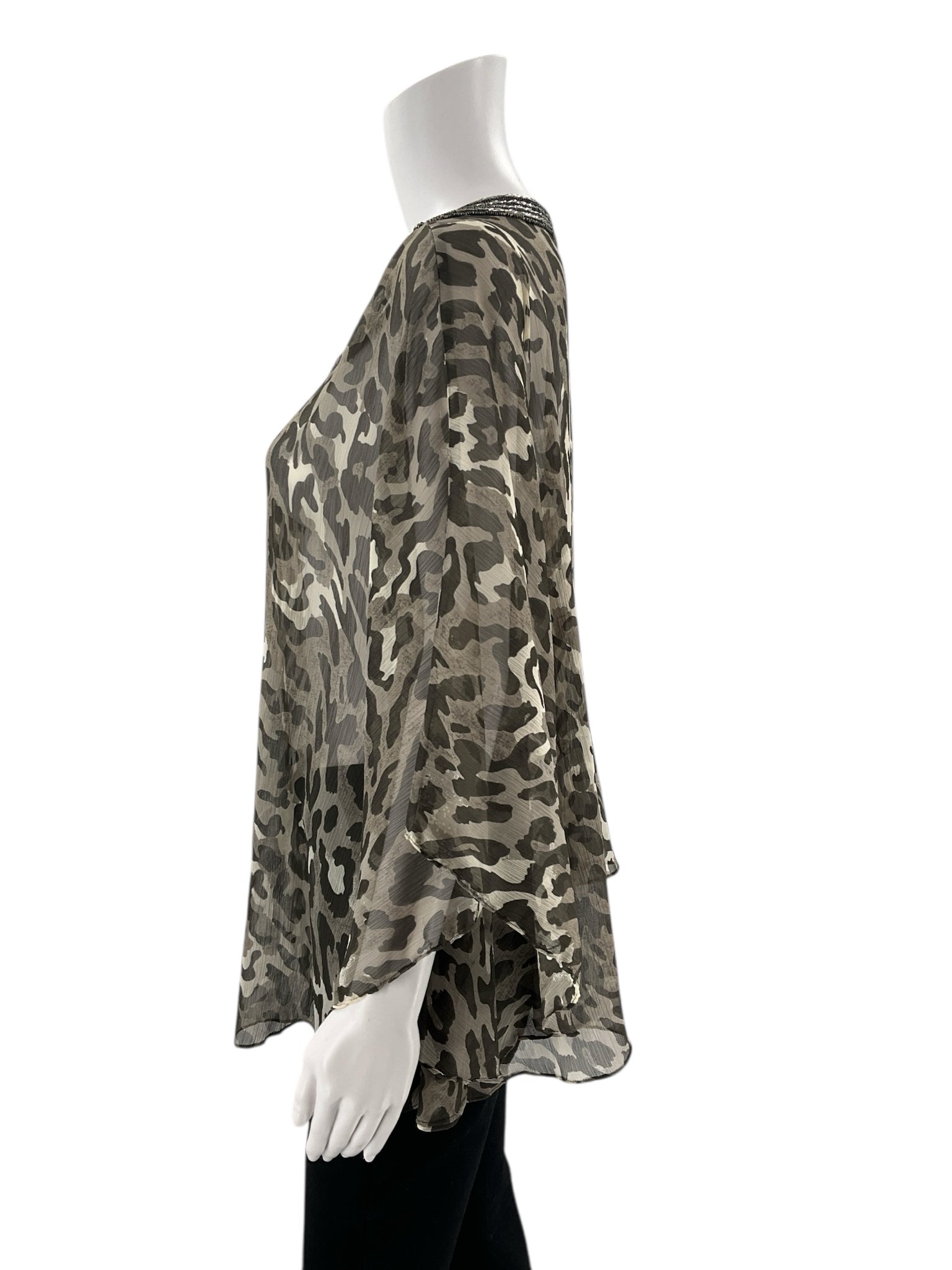 Additions by Chicos - Gray/Black Animal Ladies Casual Top - Size L/XL