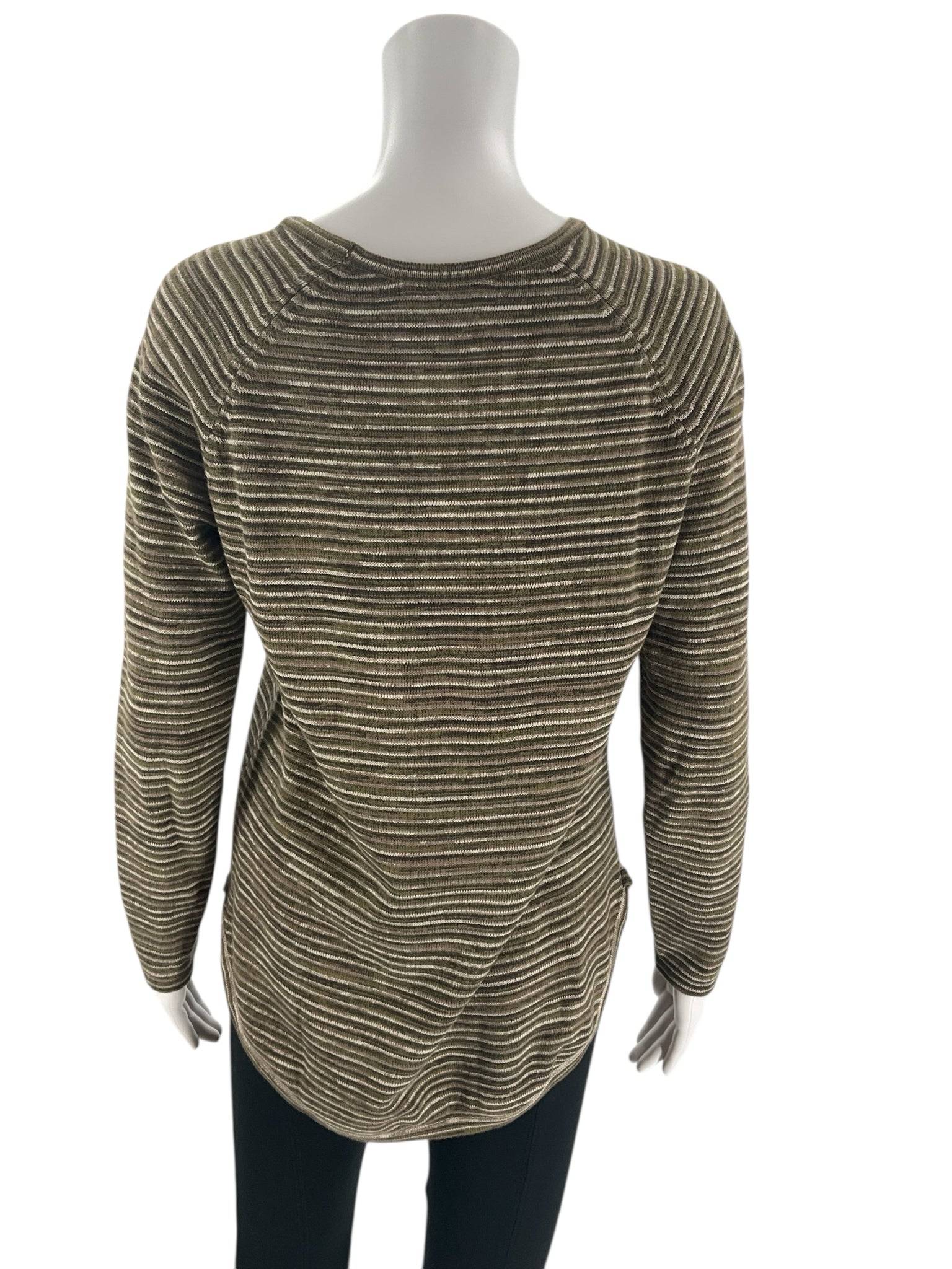 Eight Eight Eight Olive Stripe Top - Size Small - Margaret’s Fine Consignment