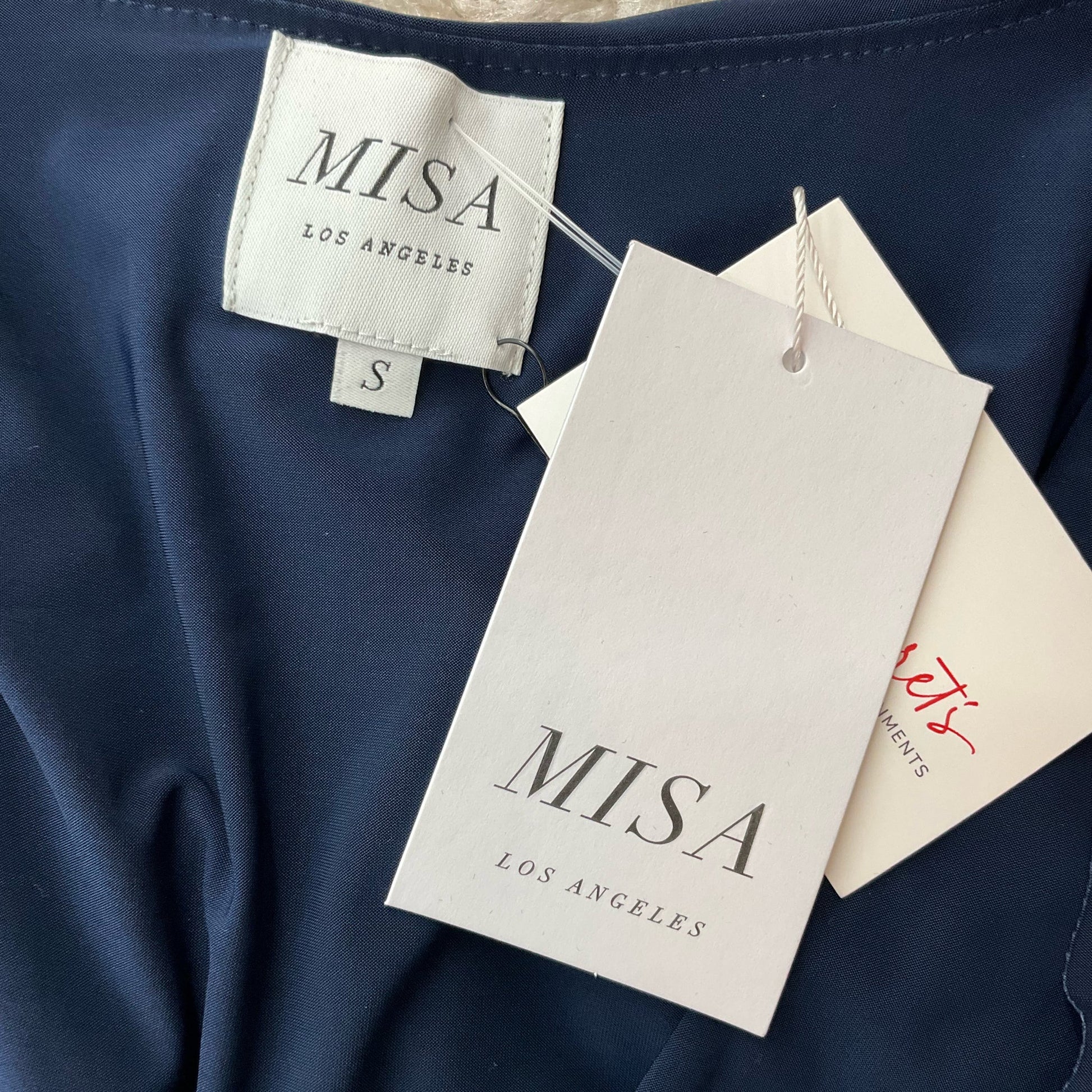 MISA Navy Solid Pre-Owned Ladies New With Tags Dress - Size Small