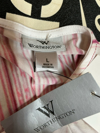 Worthington Pink/White Print Pre-Owned Ladies New with Tags Top - Size Large
