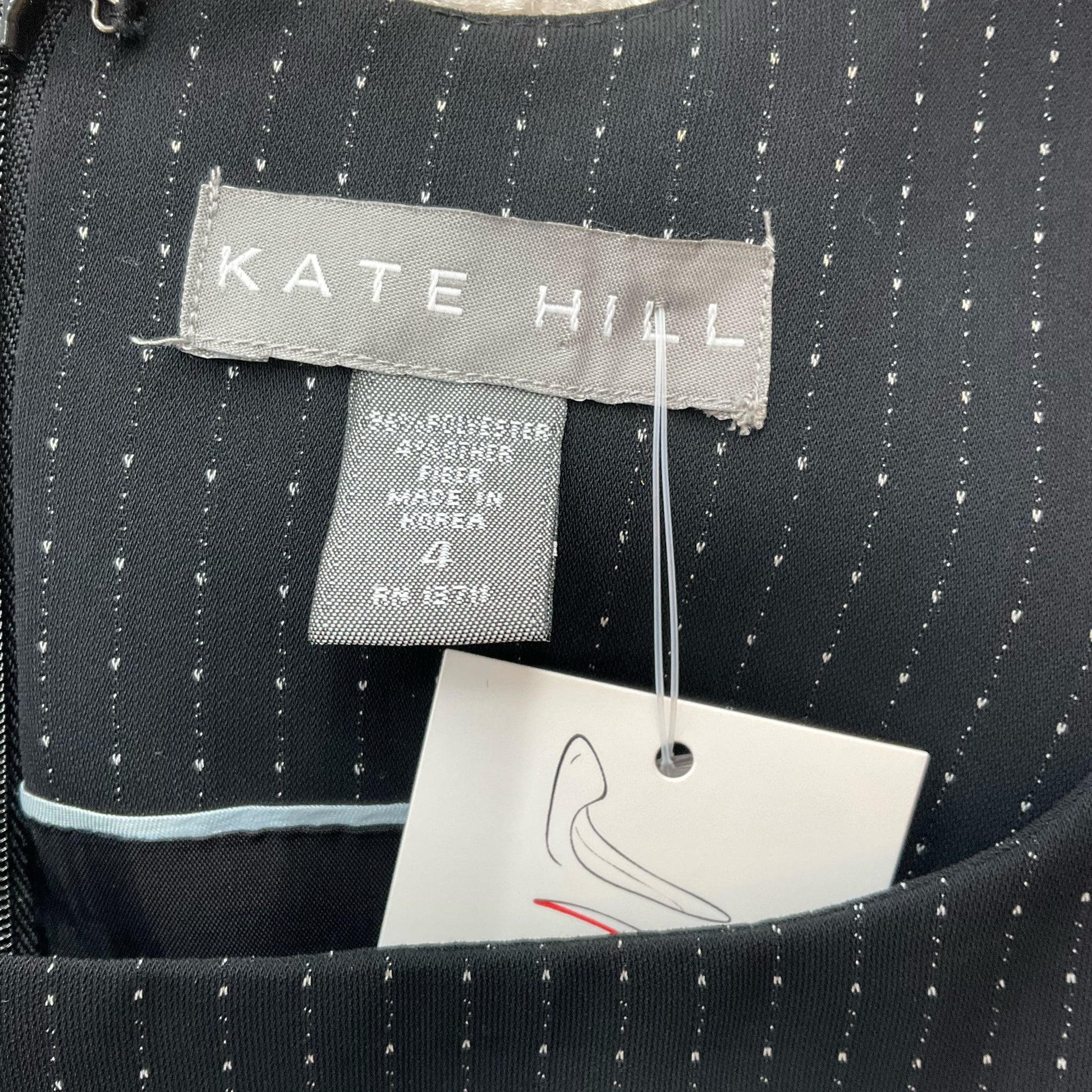 Kate Hill Black/White Pinstripe Pre-Owned Ladies Dress - Size 4