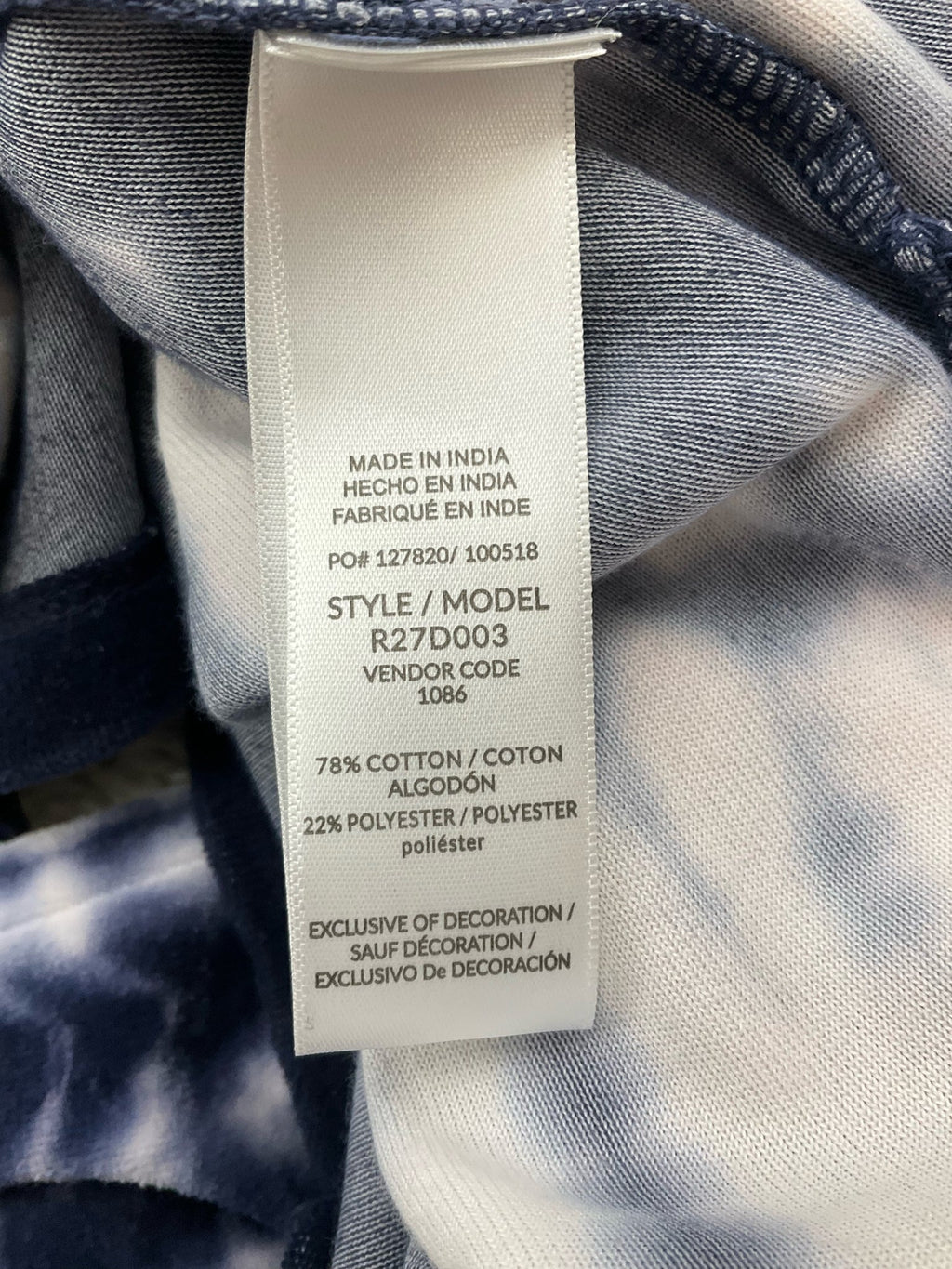 Navy and white tie-dye Splendid hoodie for women, size small, featuring a casual pullover design ideal for loungewear.