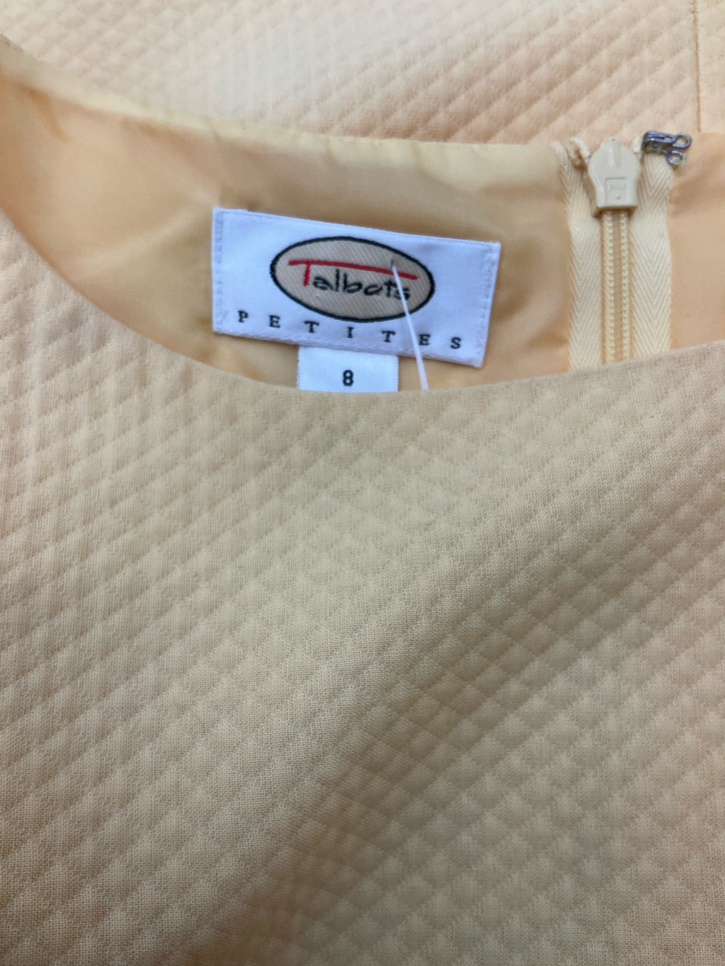 Talbots Yellow Textured Pre-Owned Ladies Dress - Size 8 Petite