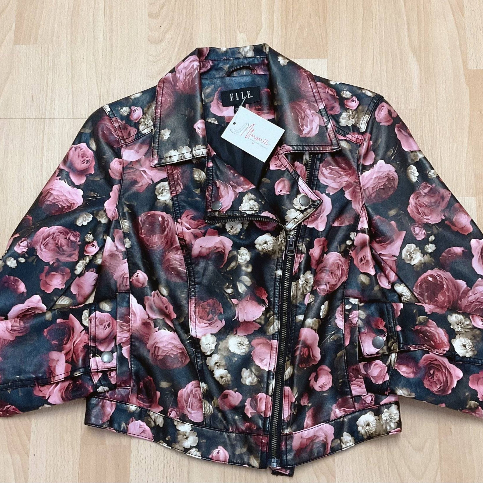 Elle Black/Mauve Floral Pre-Owned Ladies Jacket - Size 4 - Margaret’s Fine Consignment
