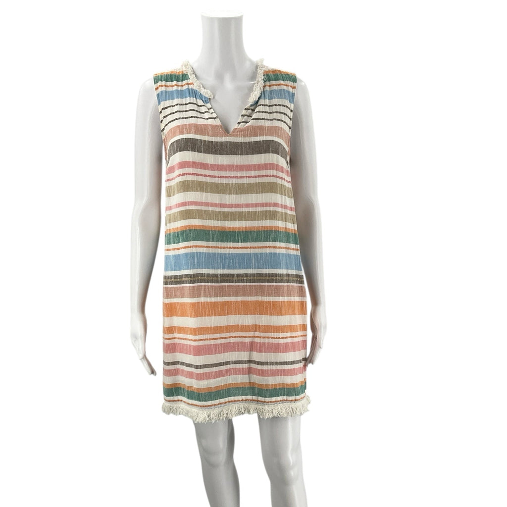 Chelsea & Theodore White/Blue/Orange Stripe Ladies Pre-Owned Dress - Size Small - Margaret’s Fine Consignment