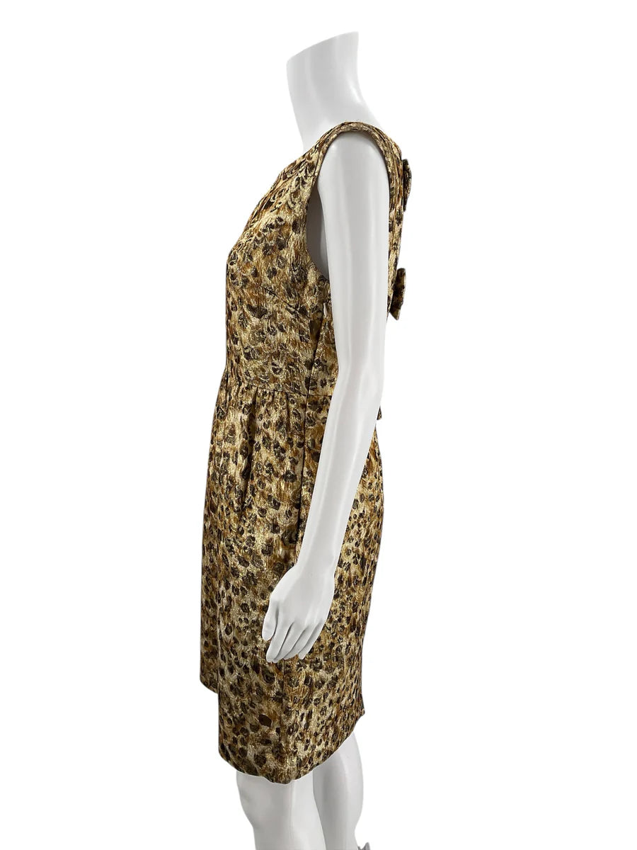 J Crew Gold Animal Print Pre-Owned Ladies Dress - Size 4
