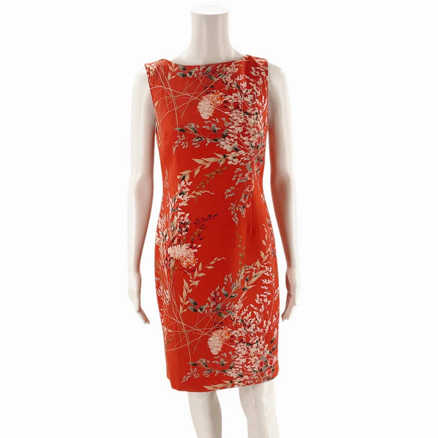 Talbots Orange Floral Pre-Owned Ladies Dress - Size 2 Petite